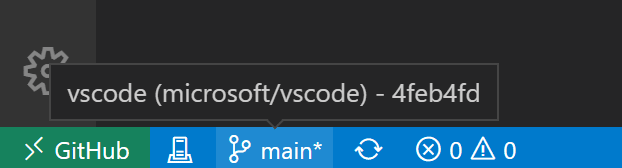 Branch indicator on the Status bar