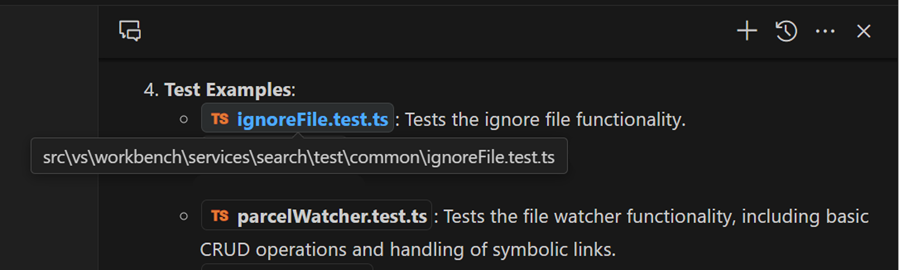 Hovering over a workspace path to see the full workspace path.