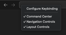 Navigation Controls context menu when right-clicking the VS Code title area.