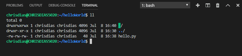 new terminal in WSL