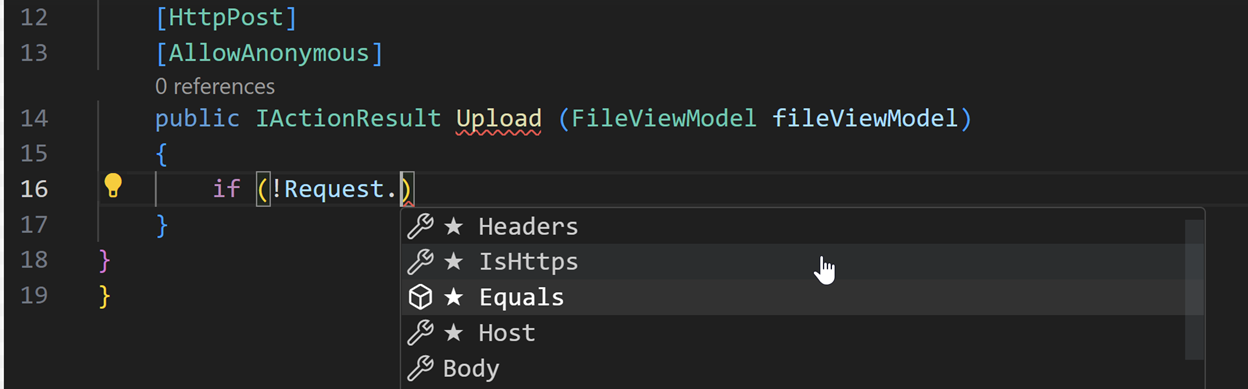 Ranks methods and properties in the IntelliSense list with stars