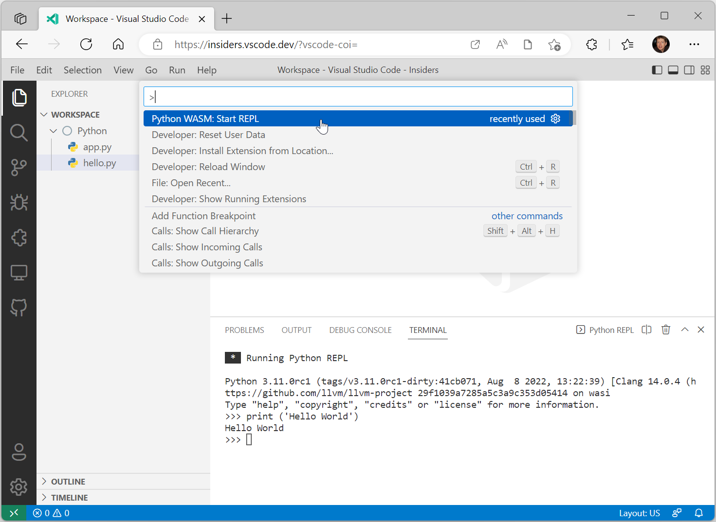 Start Python Repl