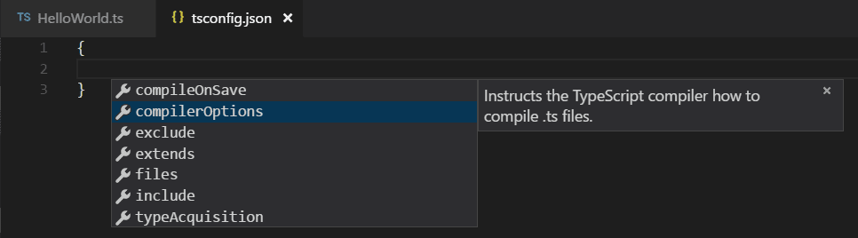 tsconfig.json IntelliSense