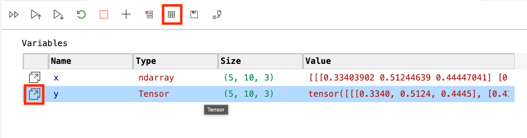 Accessing the Data Viewer from the variable explorer